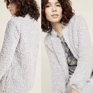 Anthropologie Cozy Gray Sherpa Jacket